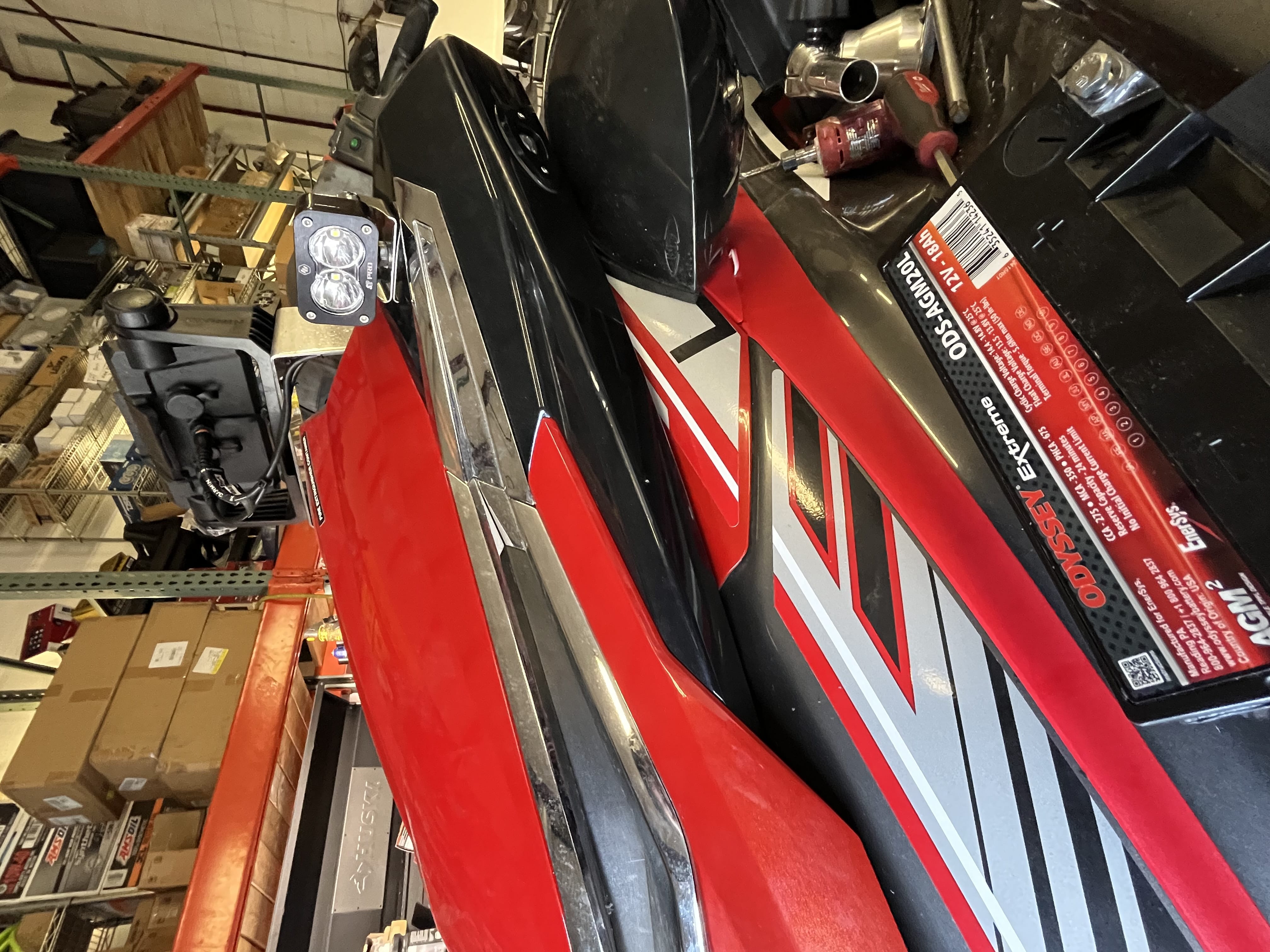 Jet ski in service shop